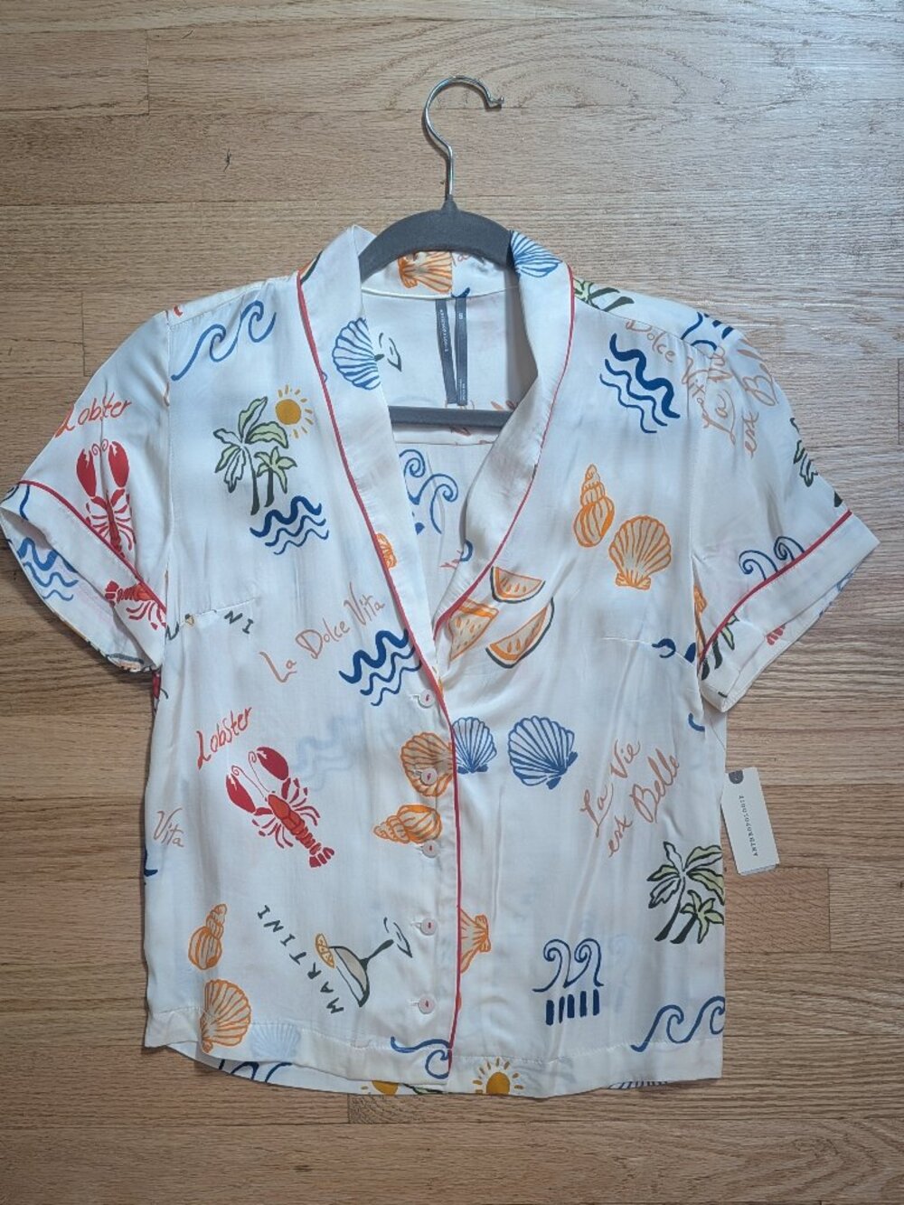 Anthropologie Silky La Dolce Vita Ocean Pajama Top - XXS